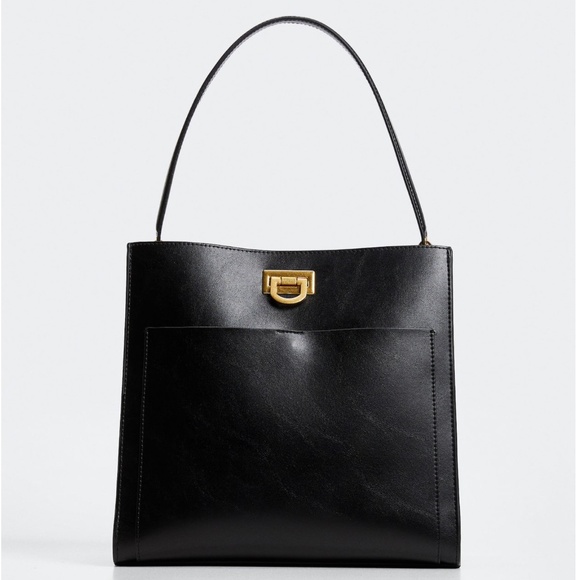 Mango Handbags - Black Luxe Bag w/ Gold Hardware